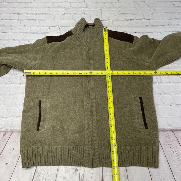 Sak Fifth Avenue Men Full Zip Sweater Jacket Size Medium Elbow Patch M238 -26 - Picture 2 of 16